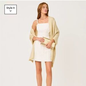 Lilly Pulitzer Logo Jacquard Wrap Gold Shawl NWT